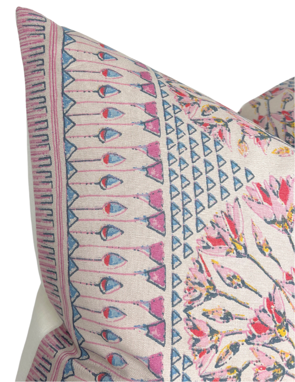 Cairo Pillow Cover in Pink and Coral, Thibaut Pillows