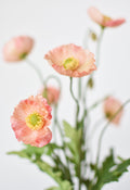 15" Faux Poppy Bush Coral Orange Salmon Bush