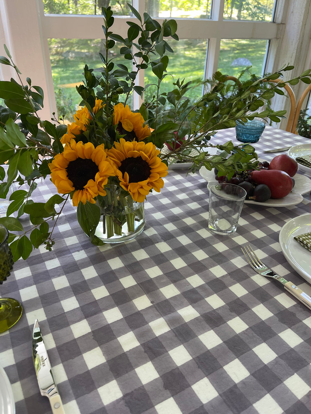 Lavender Gingham Tablecloth