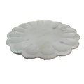 10 in. Round Handmade Scalloped White Marble Platter