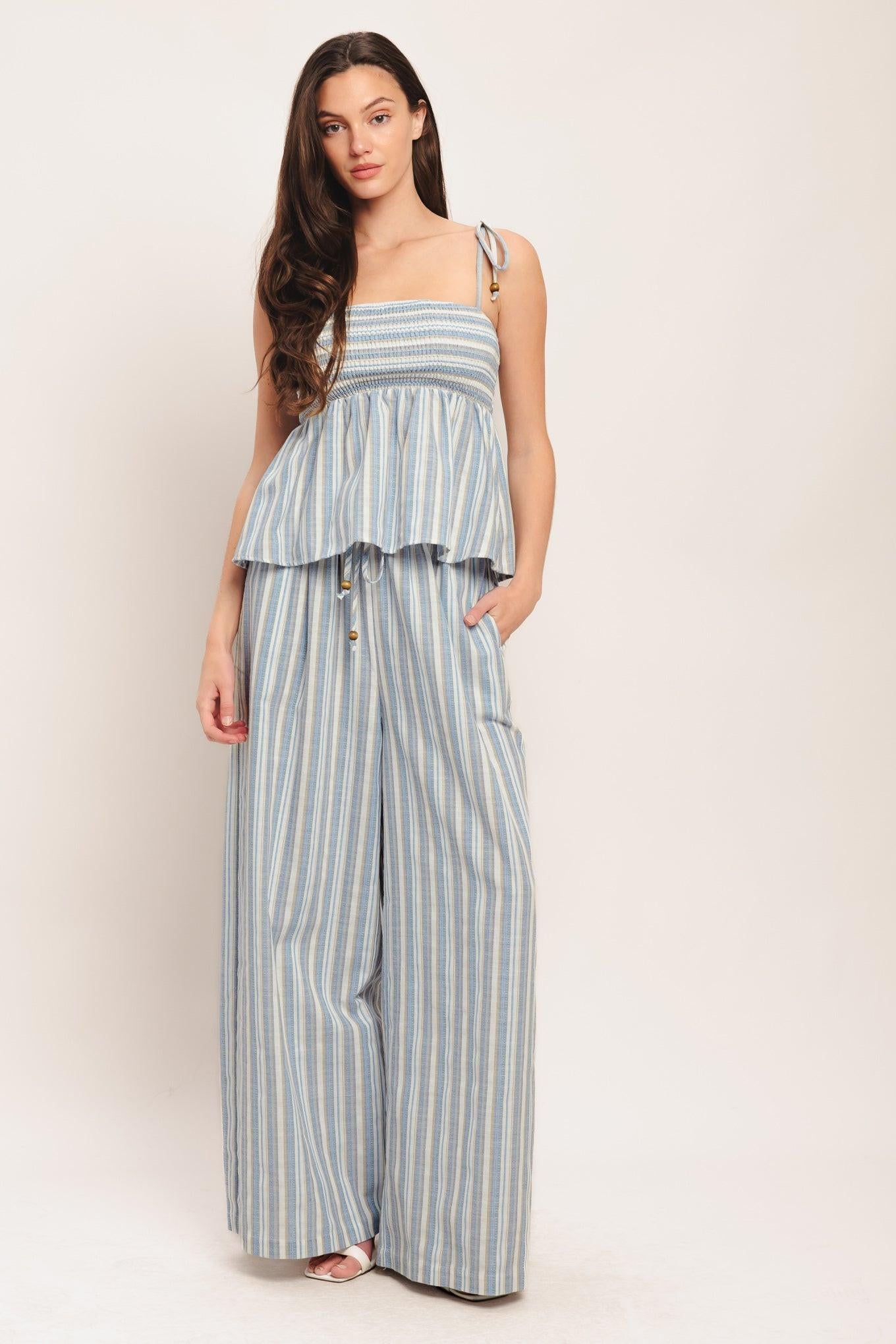 COASTAL DAY STRIP WOVEN TOP