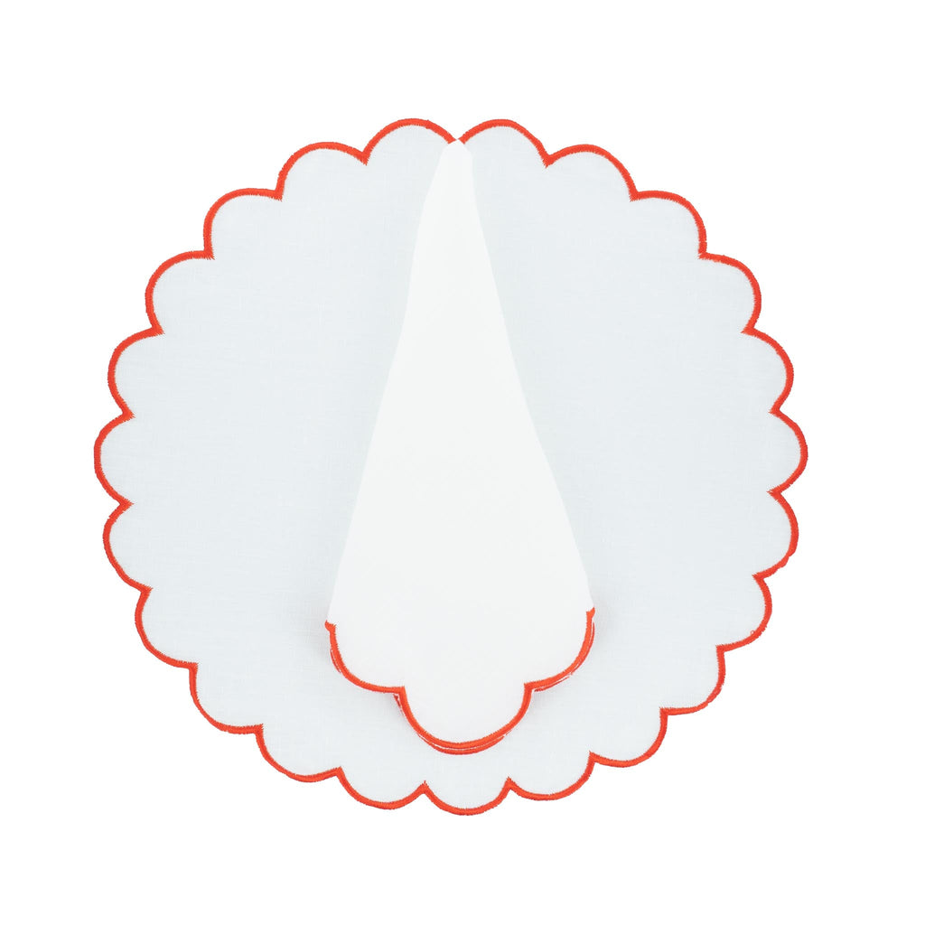 Linen Scalloped Placemats, Set of 4