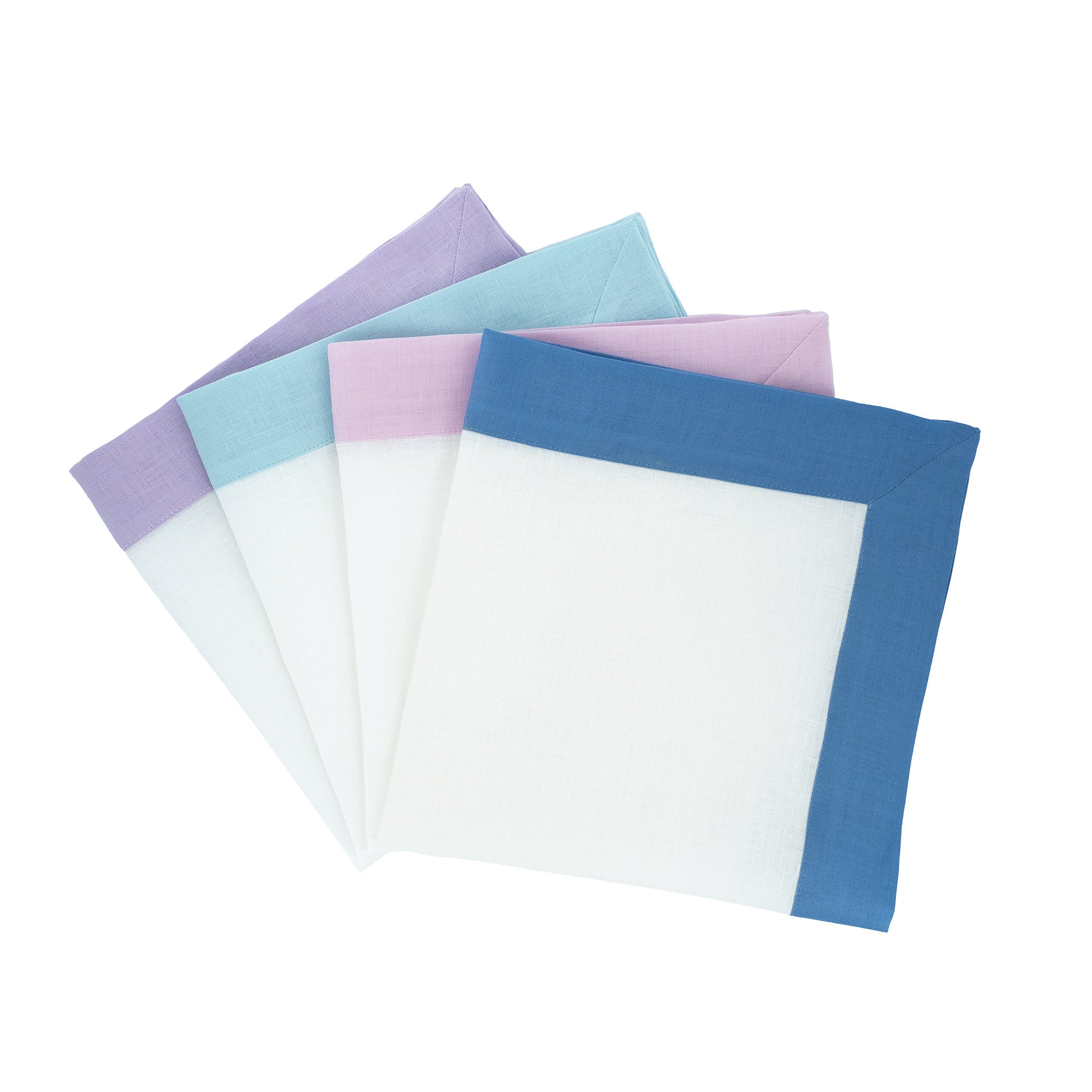 Lilac Linen Napkins with Double-Sided Borders, Set of 4 / ChouChou Touch
