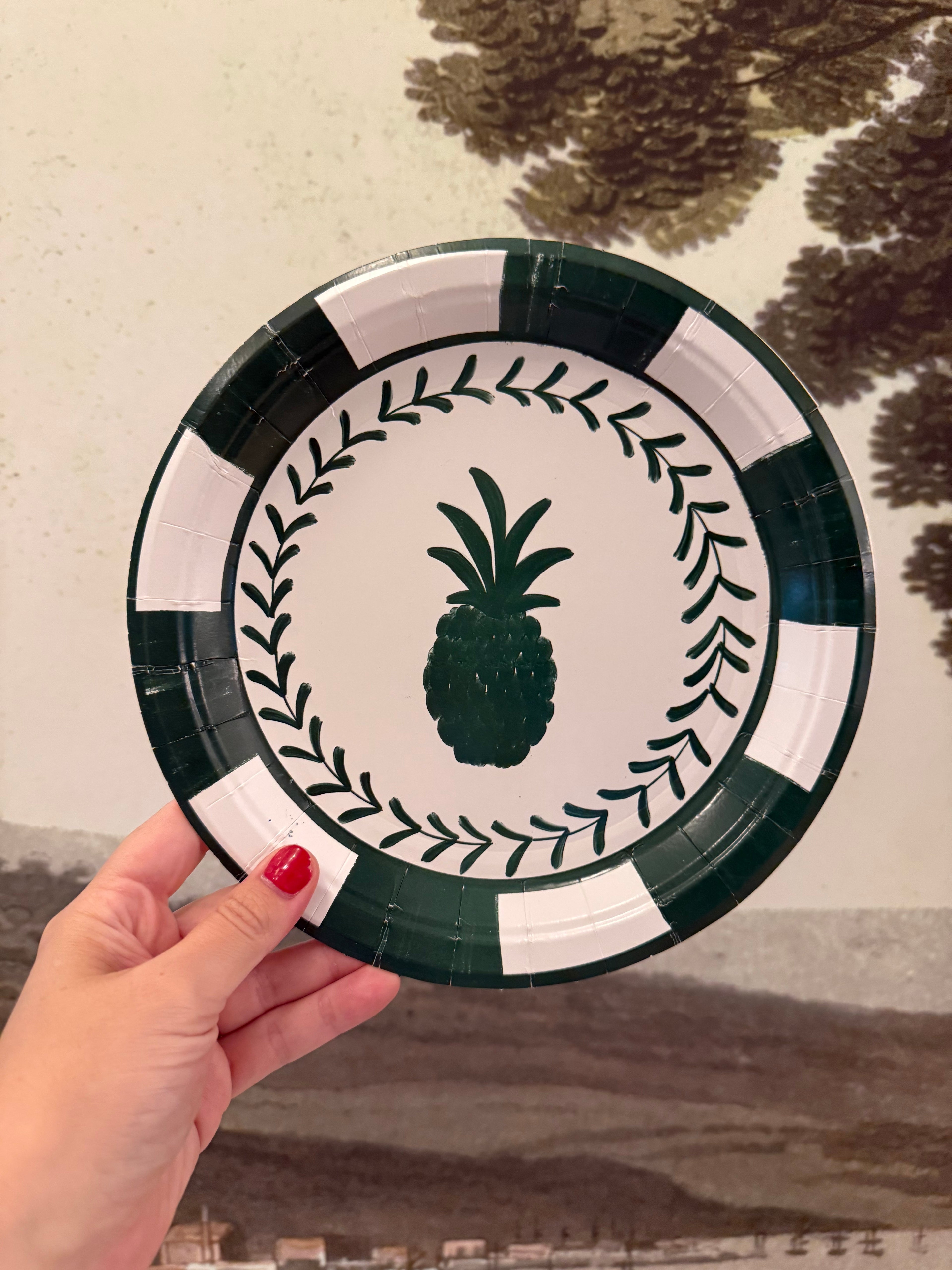 Forest and White Josephine Pineapple Dessert Paper Plate - 8 pack