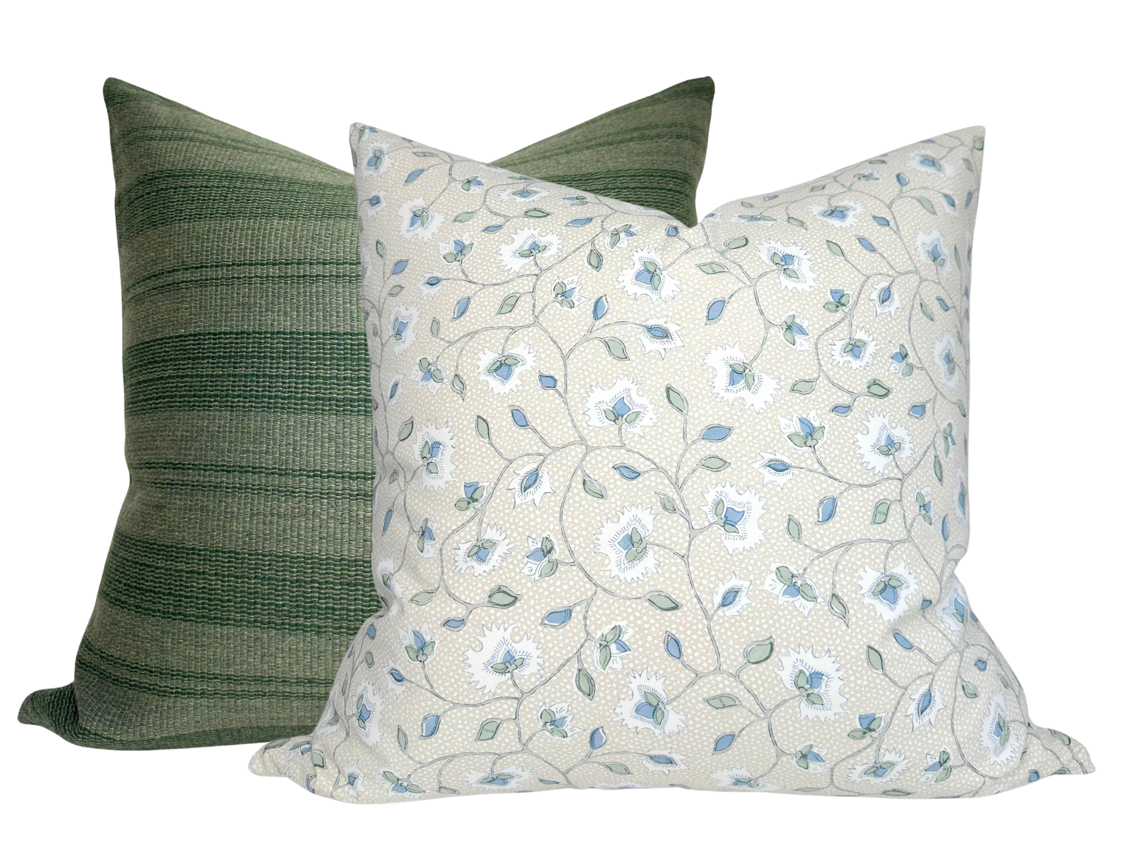 Striped Woven Pillow Cover in Forest Green