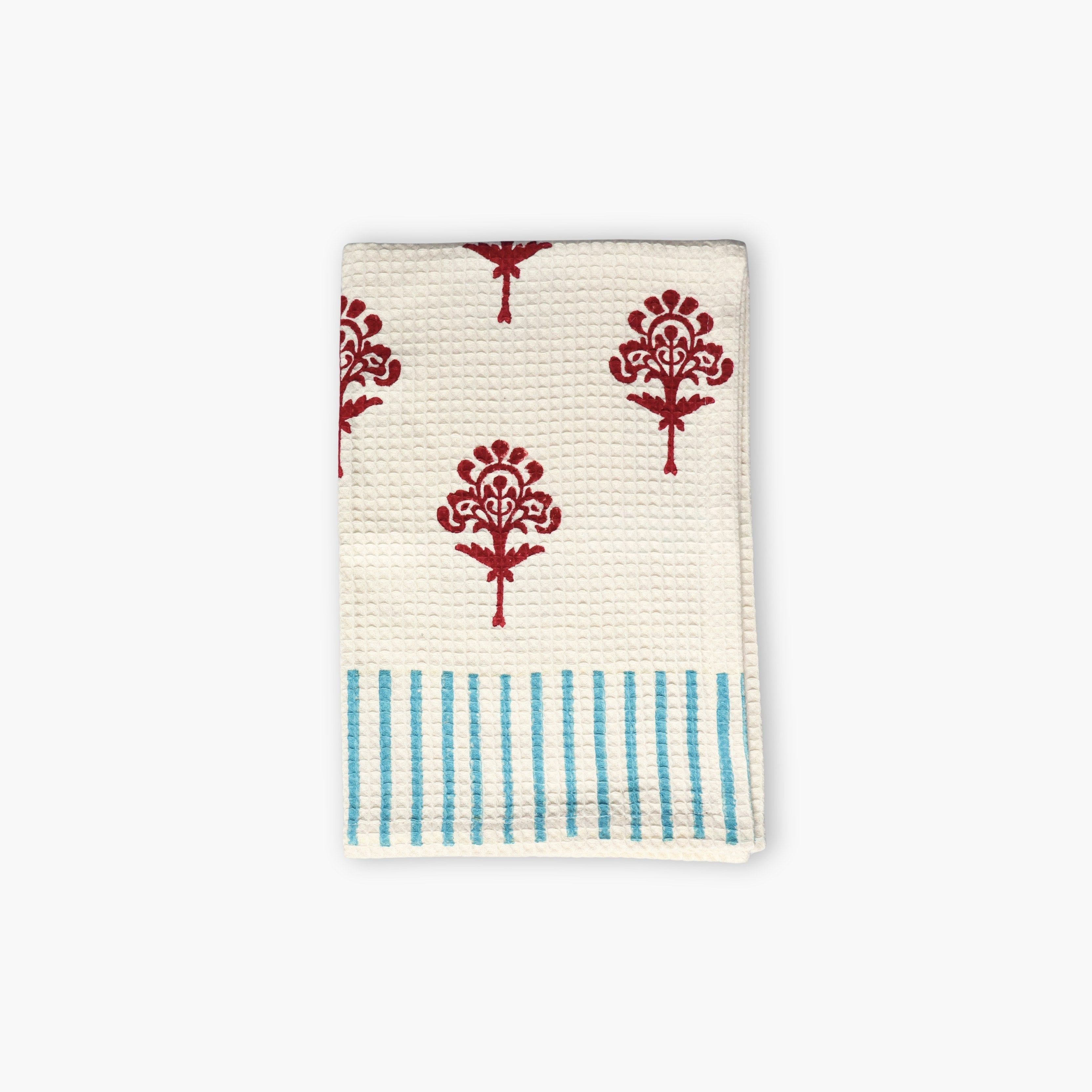 Harmony Cotton Waffle Kitchen Towels - Red Dahlia