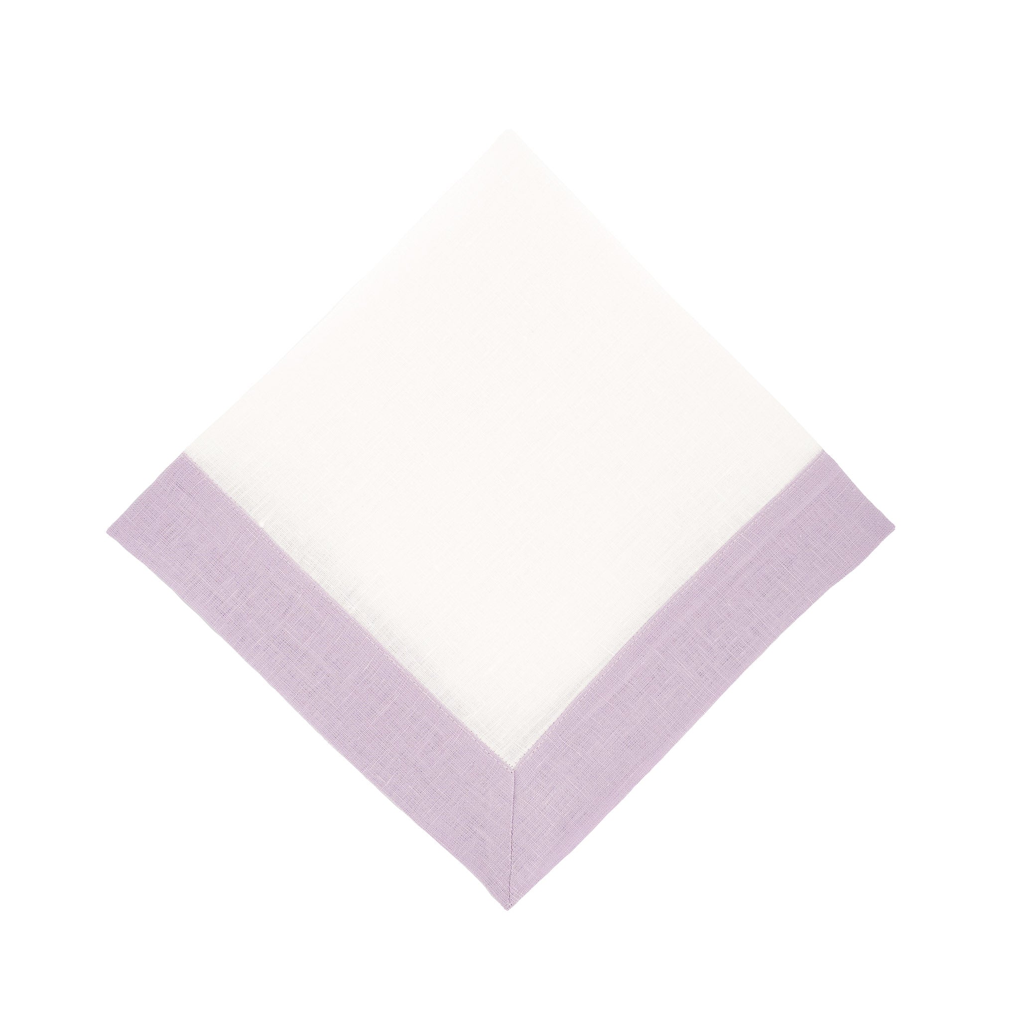 Lilac Linen Napkins with Double-Sided Borders, Set of 4 / ChouChou Touch