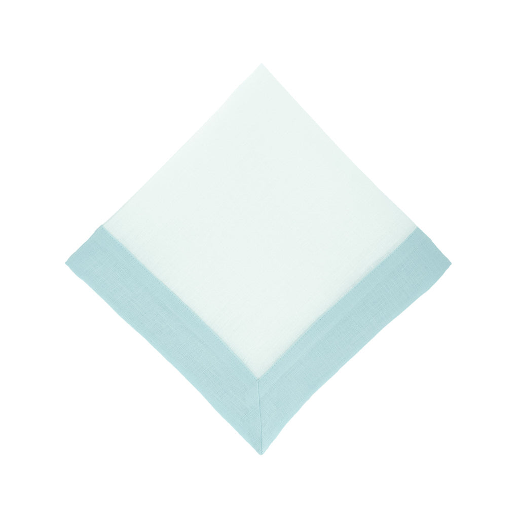 Mint Linen Napkins with Green Double-Sided Borders, Set of 4 / ChouChou Touch