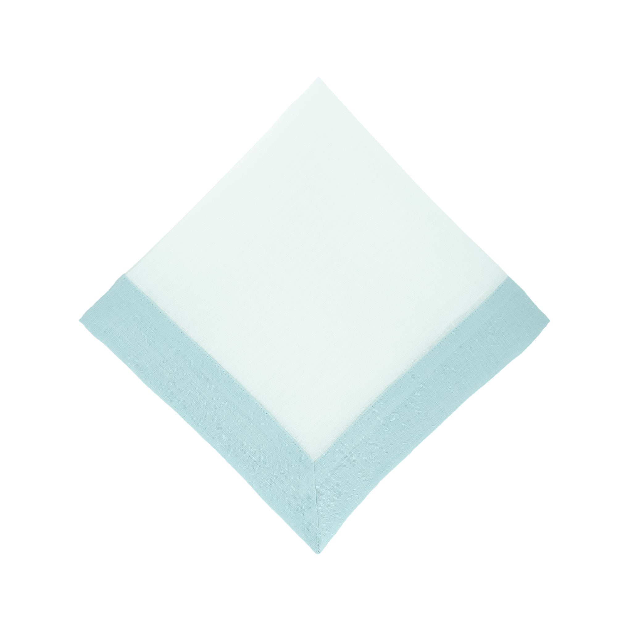 Mint Linen Napkins with Green Double-Sided Borders, Set of 4 / ChouChou Touch