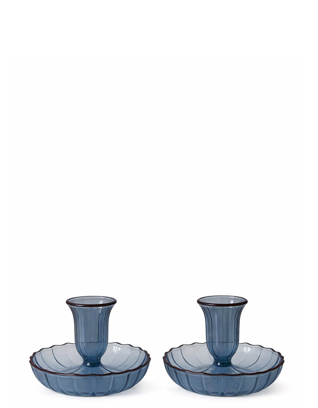 Set of Fluted Candle Holders – Blue