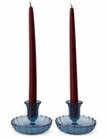 Set of Fluted Candle Holders – Blue