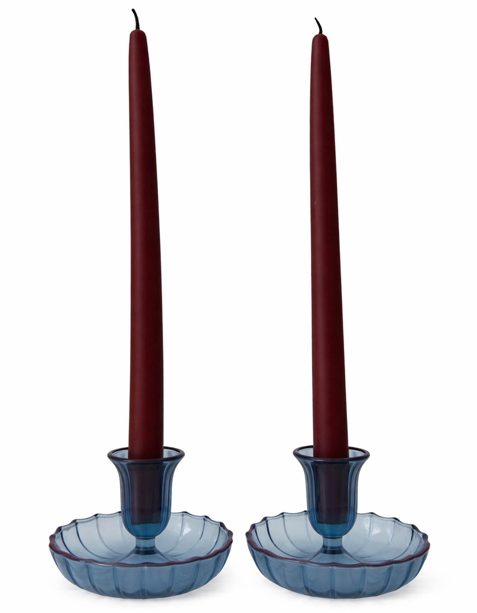 Set of Fluted Candle Holders – Blue